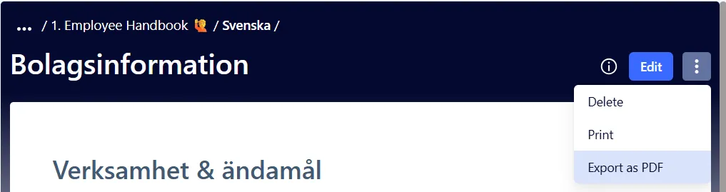 PDF export feature