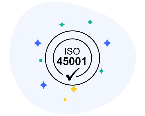 ISO 45001 logo – international standard for occupational health and safety management systems