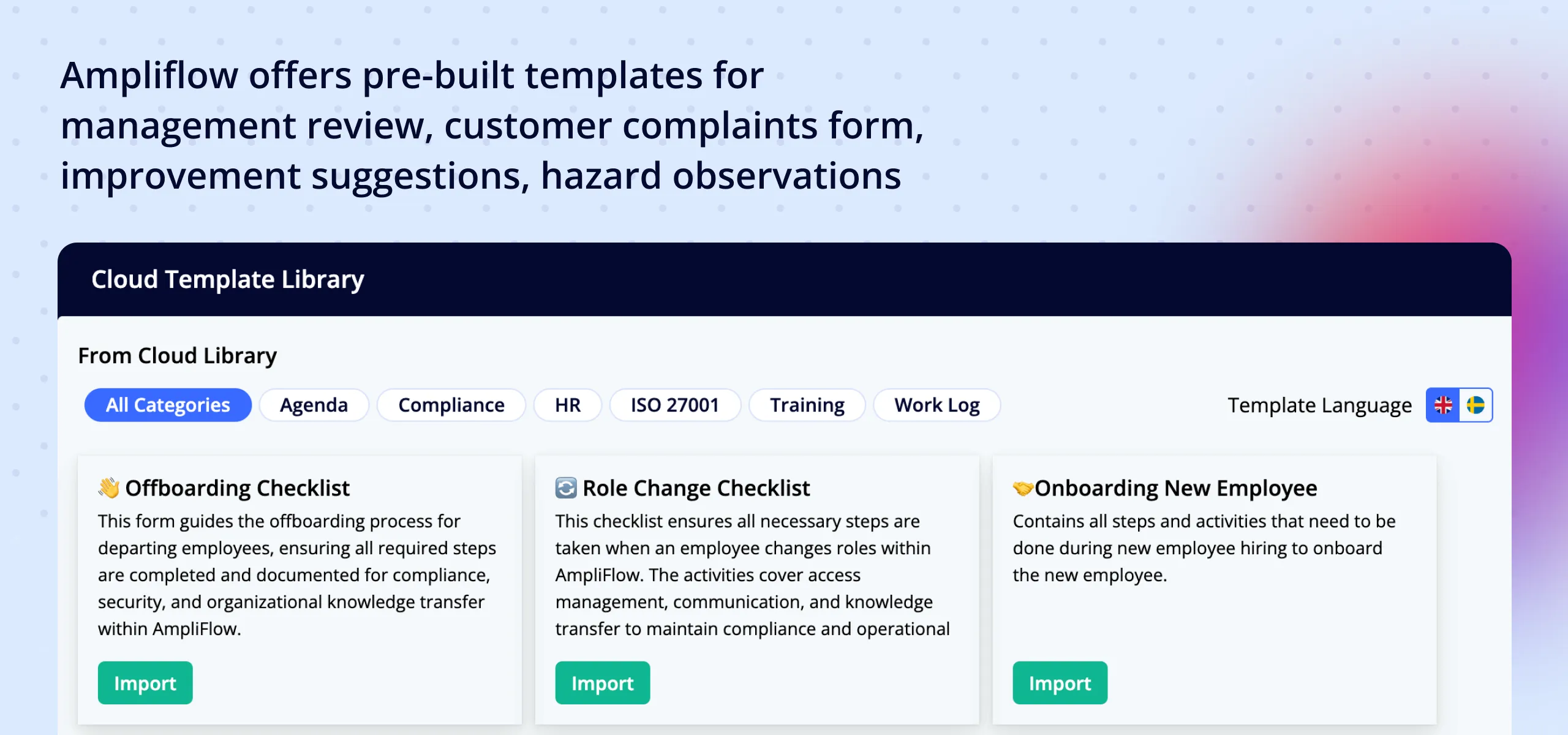 Cloud Templates of Ampliflow 1