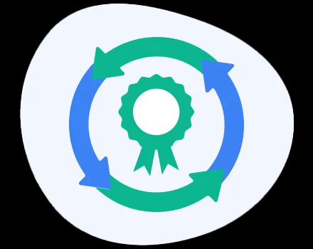 Illustration of a ribbon with circular arrows.