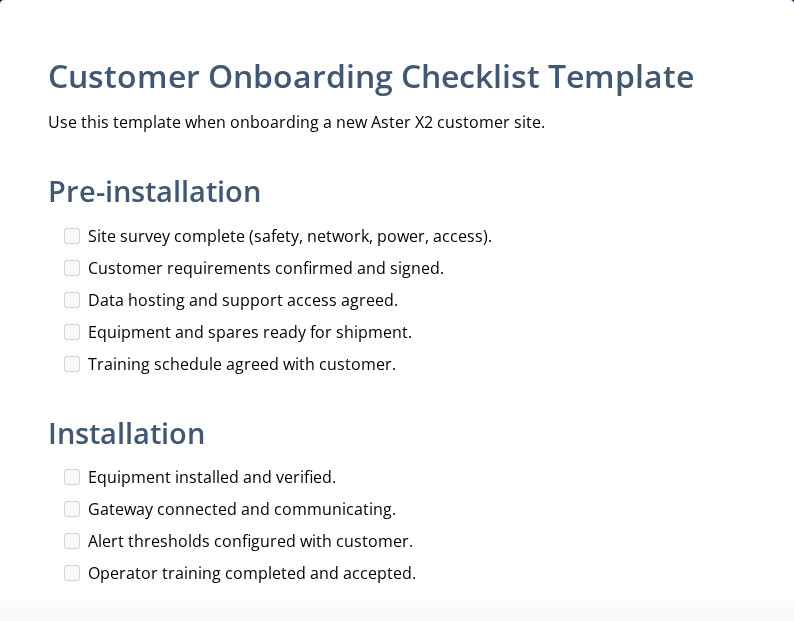 Readable customer onboarding instructions.